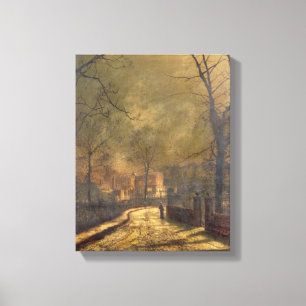 Autumn Scene, Leeds, 1874 (oil on board) Canvas Print