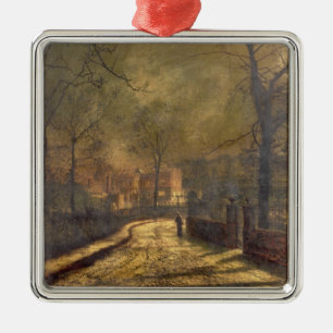 Autumn Scene, Leeds, 1874 (oil on board) Metal Tree Decoration