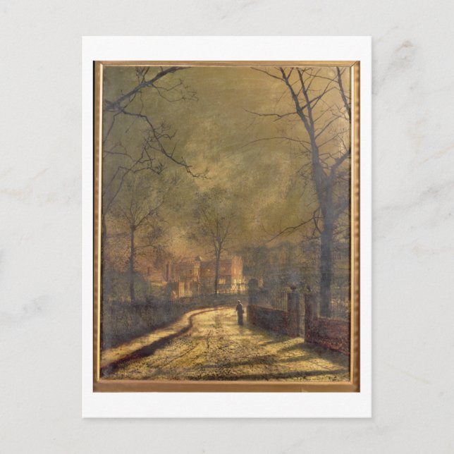 Autumn Scene, Leeds, 1874 (oil on board) Postcard (Front)