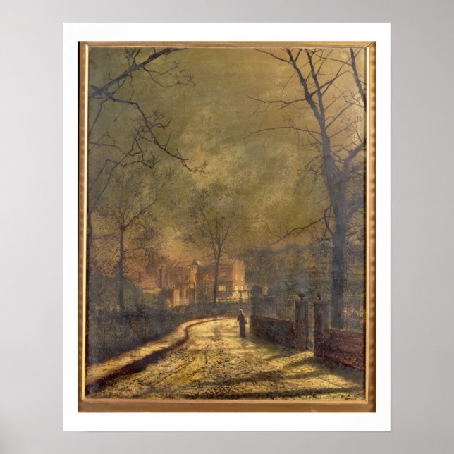 Autumn Scene, Leeds, 1874 (oil on board) Poster (Front)