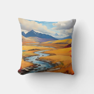 Autumn Scene of Colorful Hills Cushion