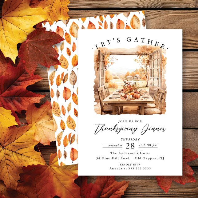 Autumn Scene Thanksgiving Dinner Invitation (Creator Uploaded)