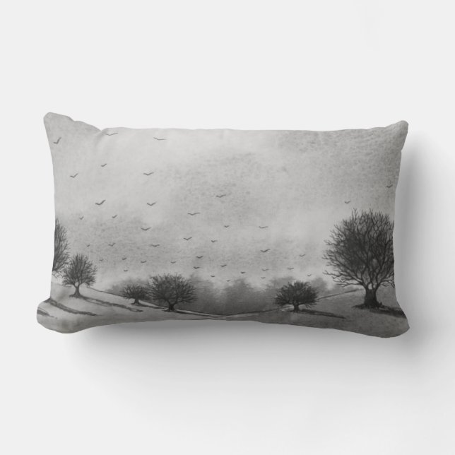 autumn scenic hills and woodland landscape lumbar cushion (Front)
