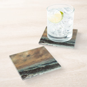 Autumn Sea – Gustave Courbet Glass Coaster