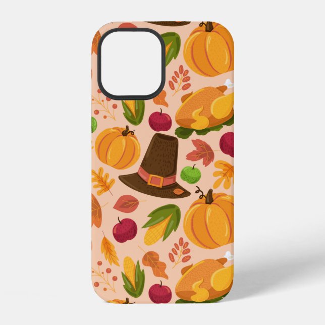 Autumn seamless pattern, cute fall cartoon texture iPhone case (Back)