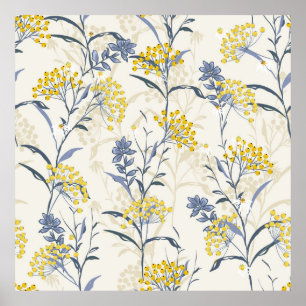 Autumn seamless pattern vintage with yellow berrie poster