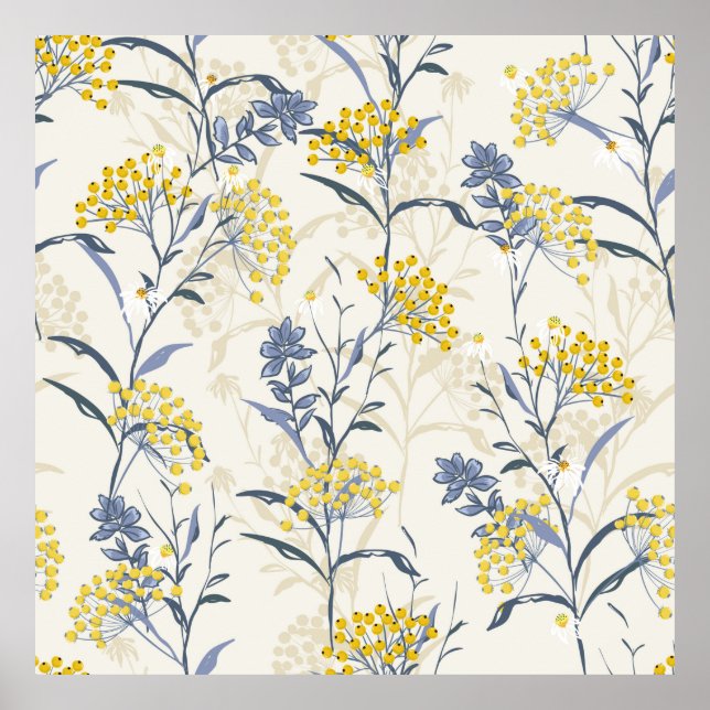 Autumn seamless pattern vintage with yellow berrie poster (Front)