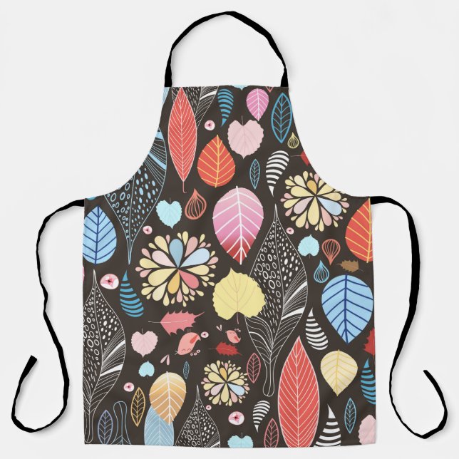 Autumn seamless pattern with colorful leaves and b apron (Front)