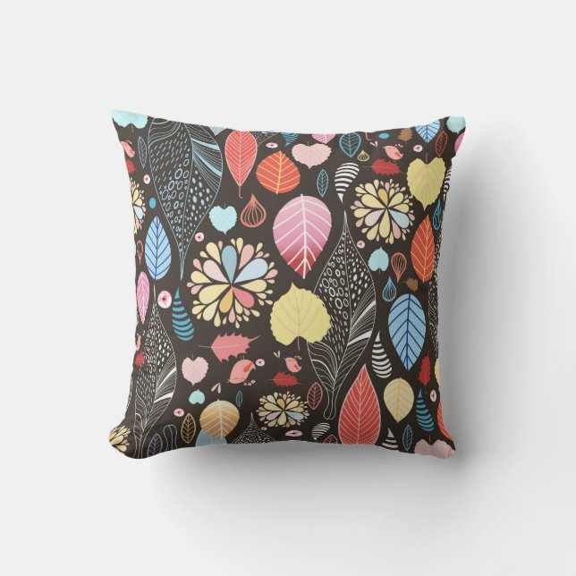Autumn seamless pattern with colourful leaves and  cushion (Front)
