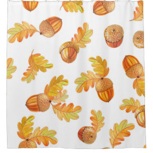 autumn seamless pattern with colourful oak leaves  shower curtain