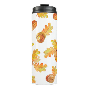 autumn seamless pattern with colourful oak leaves  thermal tumbler