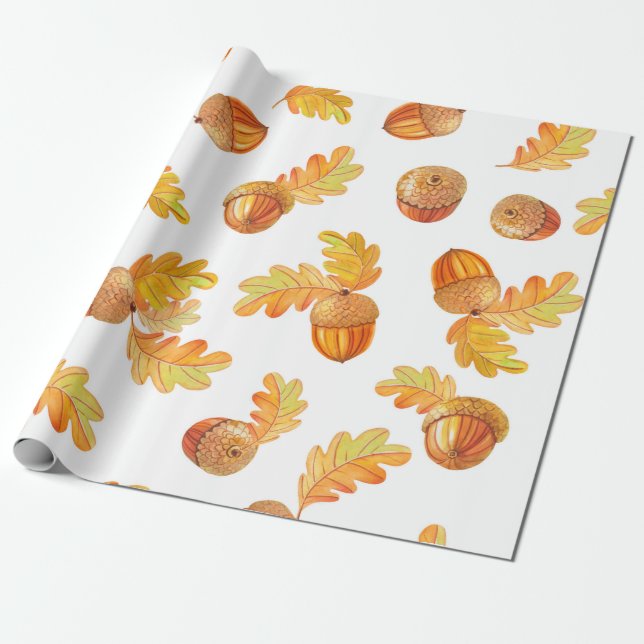 autumn seamless pattern with colourful oak leaves  wrapping paper (Unrolled)