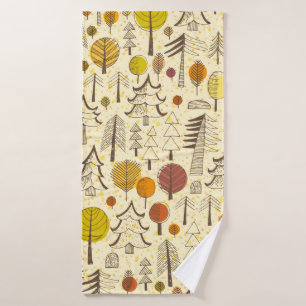 Autumn. Seamless pattern with forest, autumn backg Bath Towel