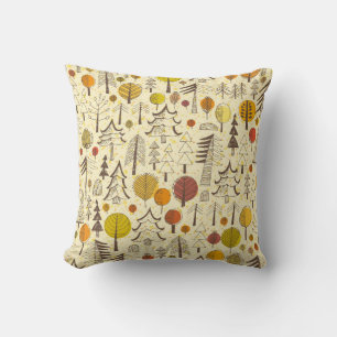 Autumn. Seamless pattern with forest, autumn backg Cushion