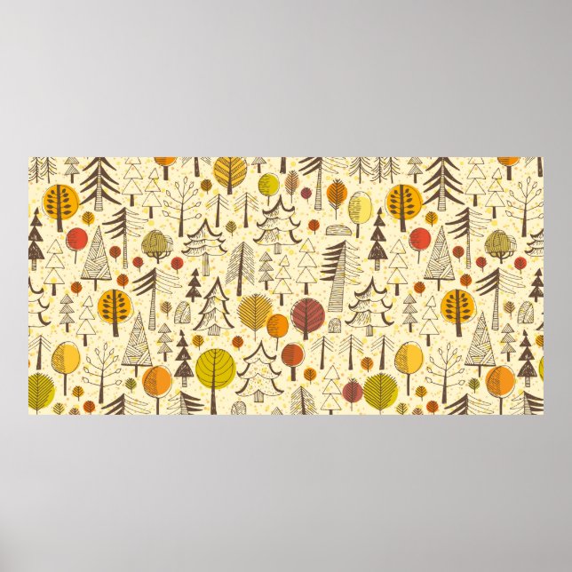 Autumn. Seamless pattern with forest, autumn backg Poster (Front)
