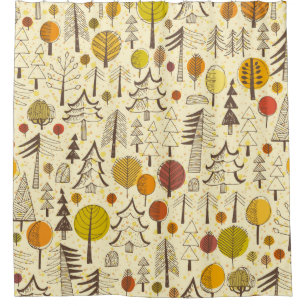 Autumn. Seamless pattern with forest, autumn backg Shower Curtain
