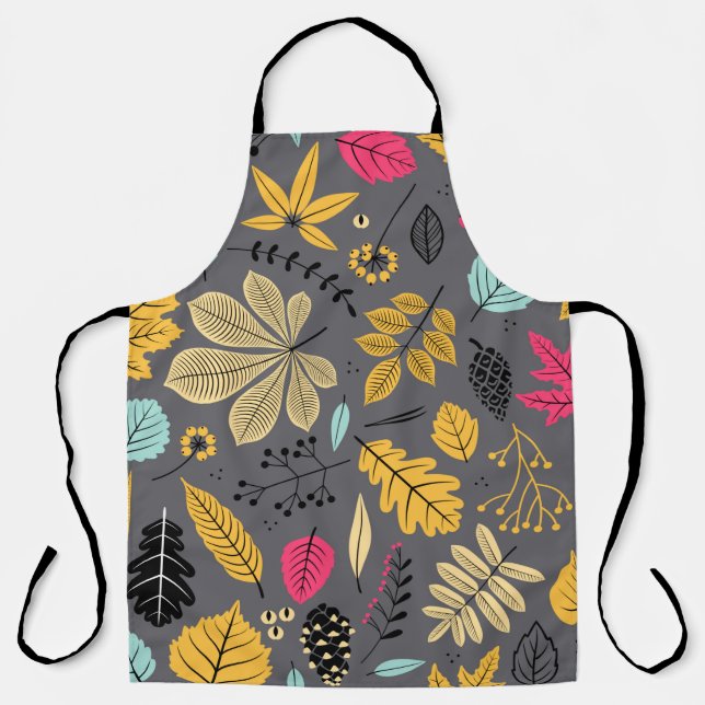 Autumn seamless pattern with leaf, autumn leaf bac apron (Front)