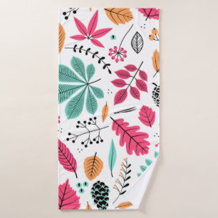 Autumn seamless pattern with leaf, autumn leaf bac bath towel