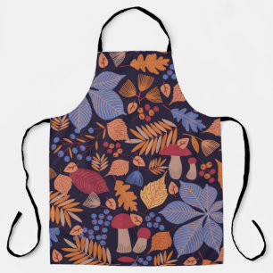 Autumn seamless pattern with leaves, branches and apron
