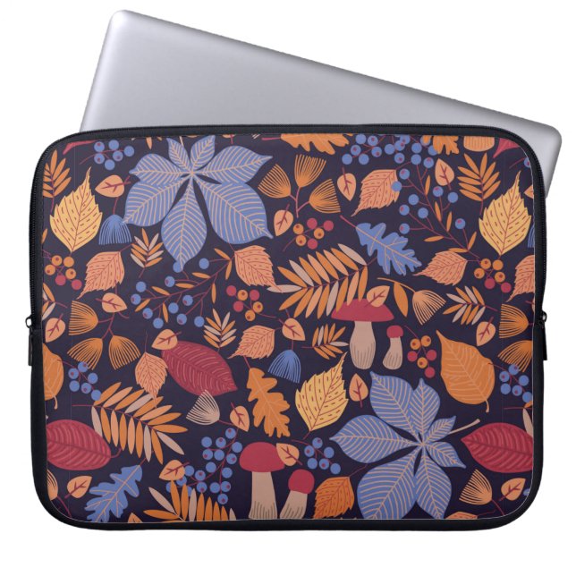 Autumn seamless pattern with leaves, branches and  laptop sleeve (Front)