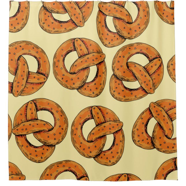 Autumn seamless pattern with pretzels,octoberfest  shower curtain (Front)