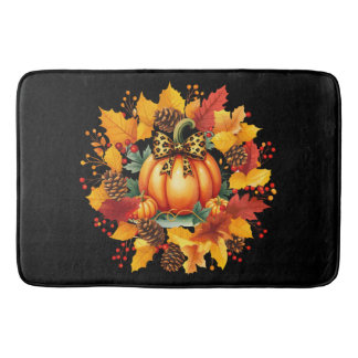 autumn season fall seasons pumpkin day holiday bath mat