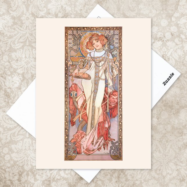 Autumn Season Fashion Illustration Alphonse Mucha Postcard (Creator Uploaded)
