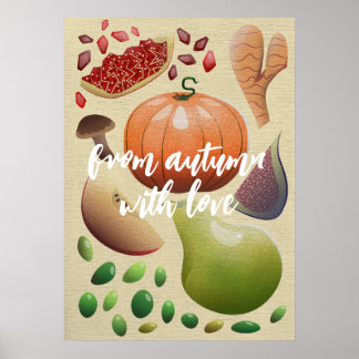 Autumn season fruits and vegetables poster