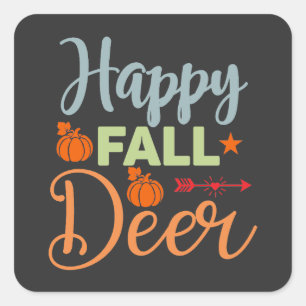 Autumn Season Happy Fall Deer Square Sticker