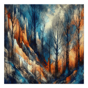 Autumn Season In Woods - AI - Artwork Poster