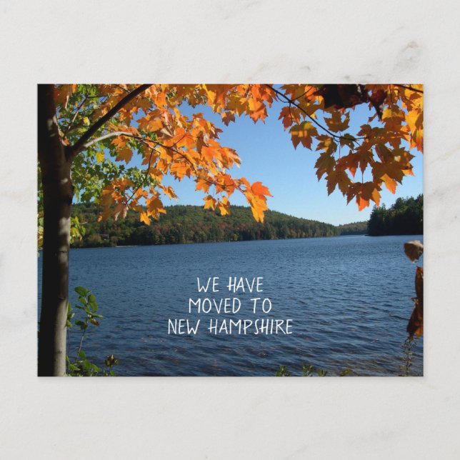 Autumn Season Lake View New Address Announcement Postcard (Front)