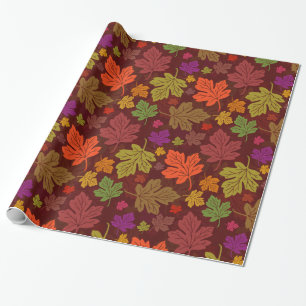 Autumn Season Maple Leaves Bright Pattern Wrapping Paper