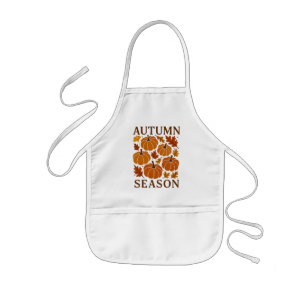 Autumn Season Pumpkins Fall Leaves Harvest Moon Kids Apron