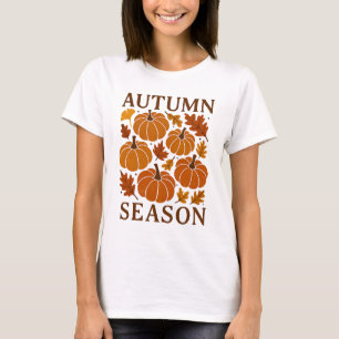Autumn Season Pumpkins Fall Leaves Harvest Moon T-Shirt