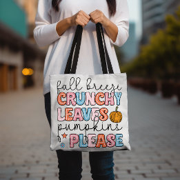 Autumn Season Pumpkins Leaves Cute Fall Tote Bag