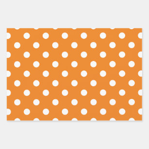 Autumn Season White Polka Dot Pattern Wrapping Paper Sheet