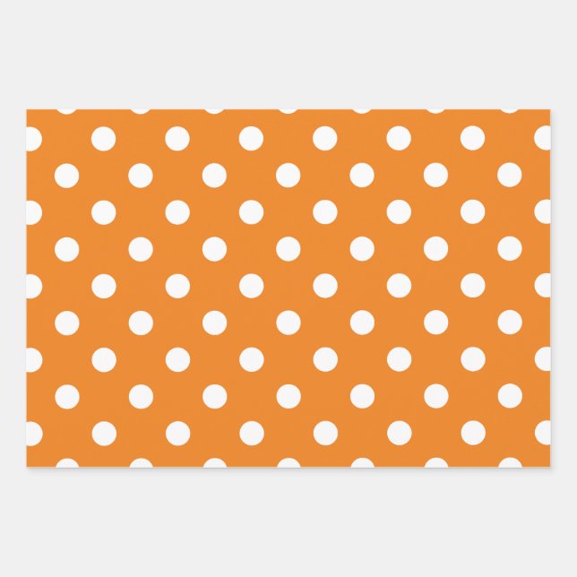 Autumn Season White Polka Dot Pattern Wrapping Paper Sheet (Front)