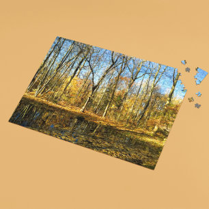 Autumn Serenity: Tranquil Reflections by the Pond Jigsaw Puzzle