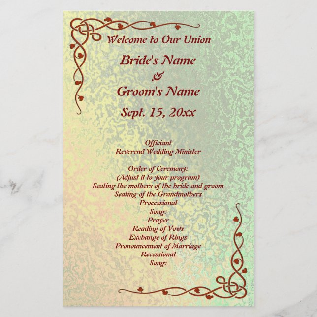 Autumn Shades Green and Yellow Wedding Med Flyer (Front)