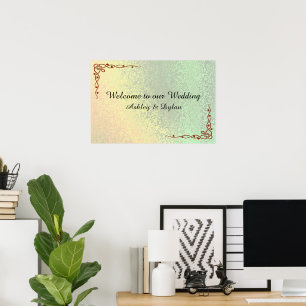 Autumn Shades Green Yellow Welcome Wedding 36x12 Poster