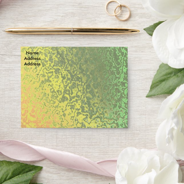 Autumn Shades of Green Yellow Note Card Envelope (Wedding)