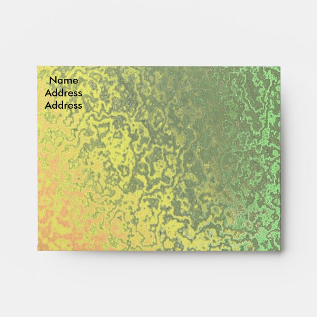 Autumn Shades of Green Yellow Note Card Envelope (Front)