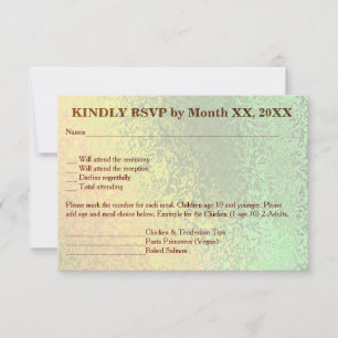 Autumn Shades of Green Yellow Wedding Menu RSVP Invitation