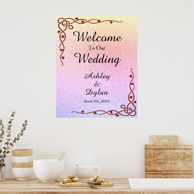 Autumn Shades Shimmer Pink Purple Welcome Poster (Kitchen)