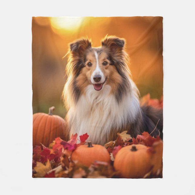 Autumn Sheltie Fleece Blanket (Front)