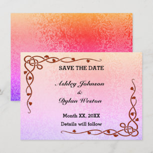 Autumn Shimmer Colours Pink Purple Save the Date Invitation