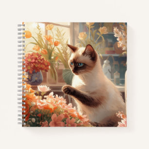 Autumn Siamese Cat for Thanksgiving Notebook