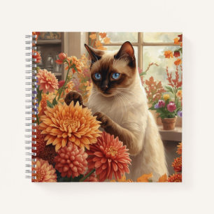 Autumn Siamese Cat for Thanksgiving Notebook