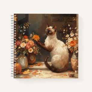 Autumn Siamese Cat for Thanksgiving Notebook