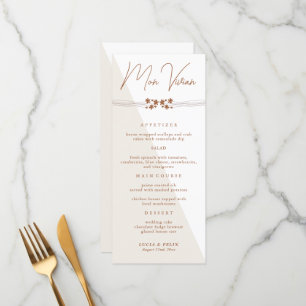 Autumn Side Floral Wedding Dinner Menu Card